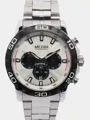 Серебряный мужские наручные часы Megir MS2087G, с хронографом, в подарочной упаковке