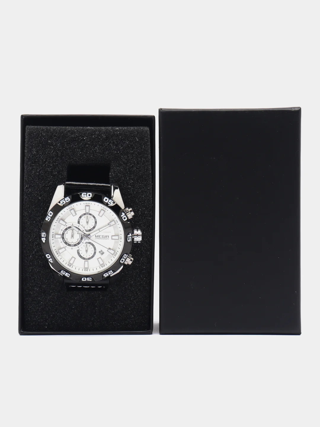 Серебряный мужские наручные часы Megir ML2096G, с хронографом, в подарочной упаковке