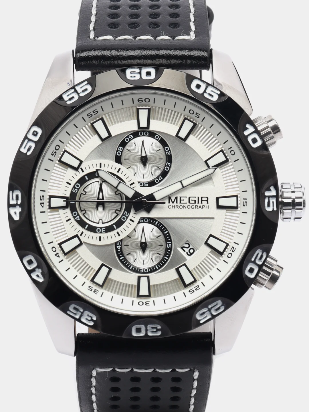 Серебряный мужские наручные часы Megir ML2096G, с хронографом, в подарочной упаковке