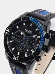 Голубой мужские наручные часы Megir ML2066G с хронографом, в подарочной упаковке
