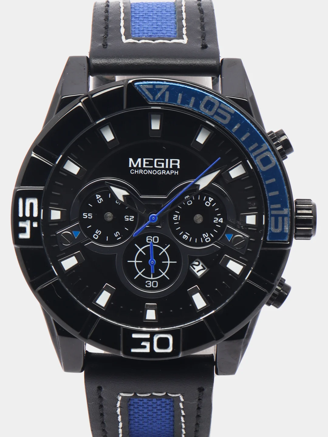 Голубой мужские наручные часы Megir ML2066G с хронографом, в подарочной упаковке