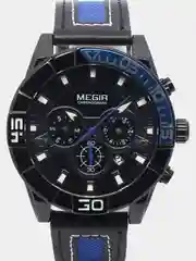 Голубой мужские наручные часы Megir ML2066G с хронографом, в подарочной упаковке