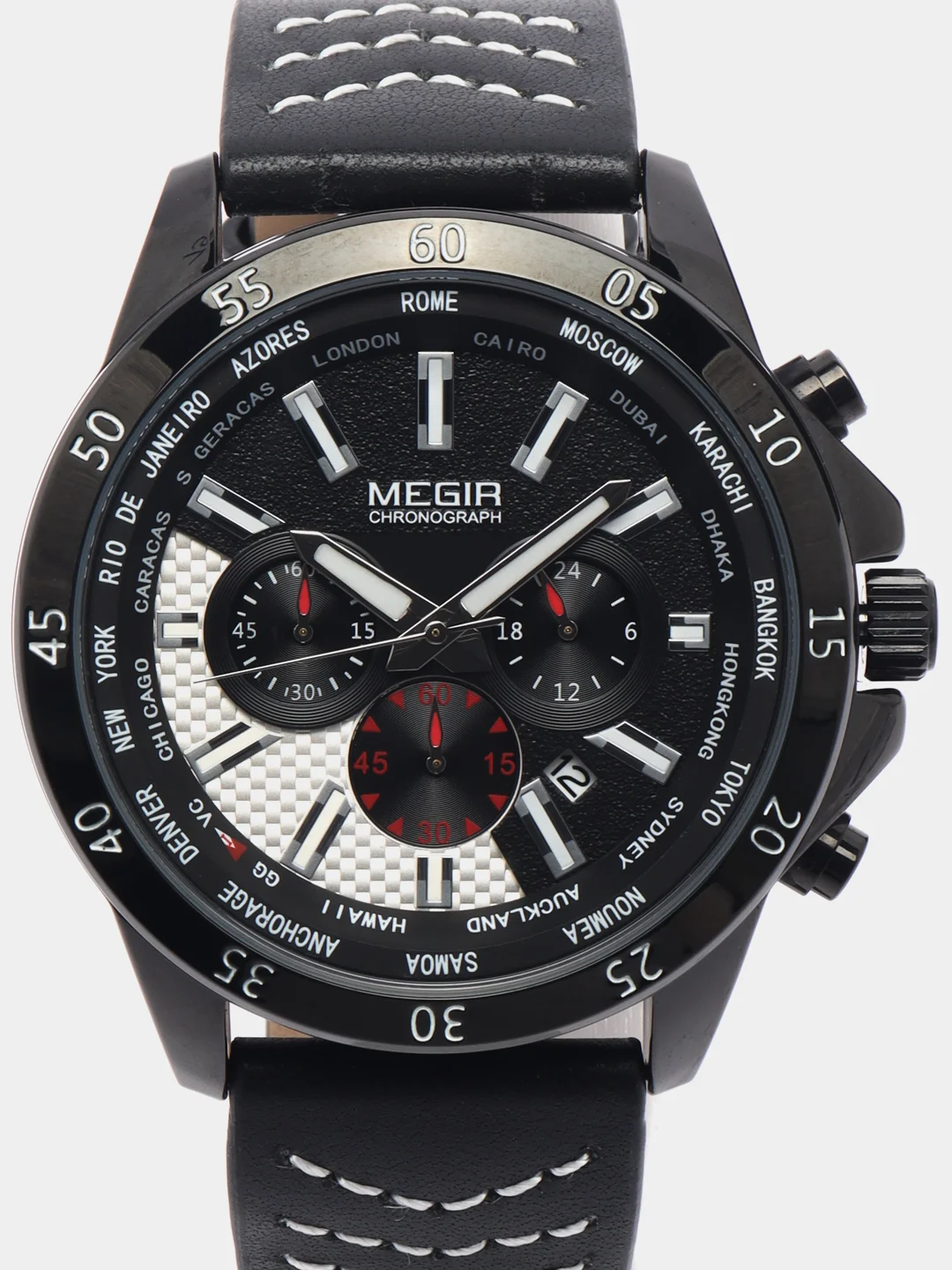 Черный мужские наручные часы Megir ML2103G с хронографом, в подарочной упаковке