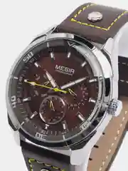 Коричневый мужские наручные часы Megir ML2072G, с хронографом, в подарочной упаковке