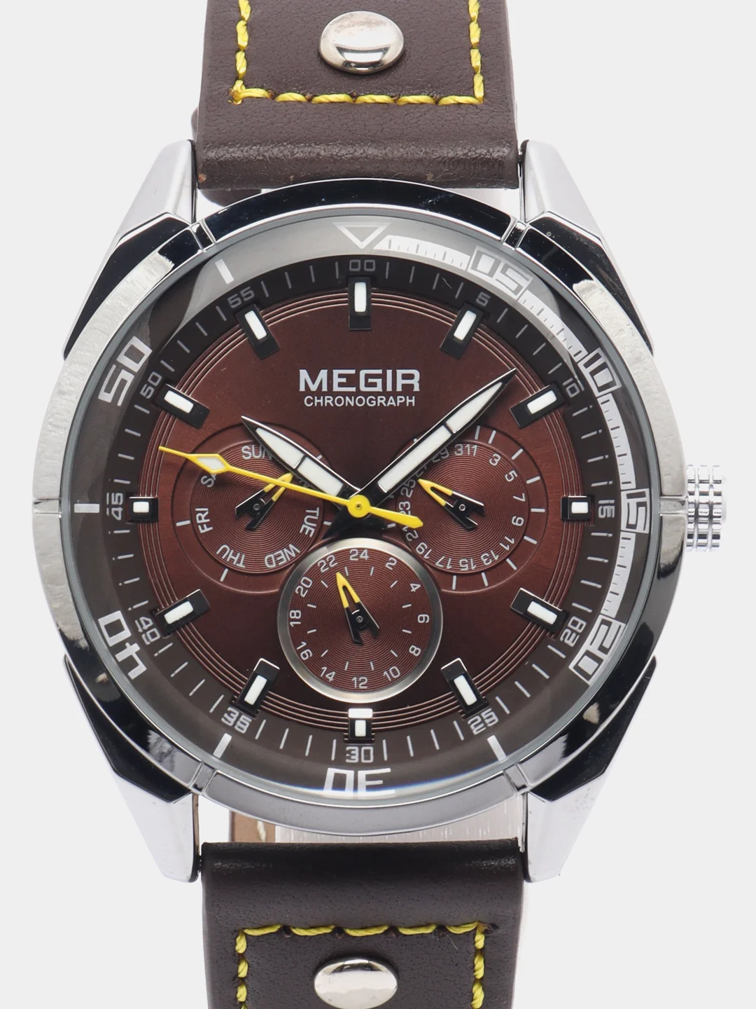 Коричневый мужские наручные часы Megir ML2072G, с хронографом, в подарочной упаковке