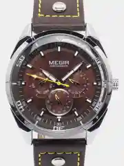 Коричневый мужские наручные часы Megir ML2072G, с хронографом, в подарочной упаковке