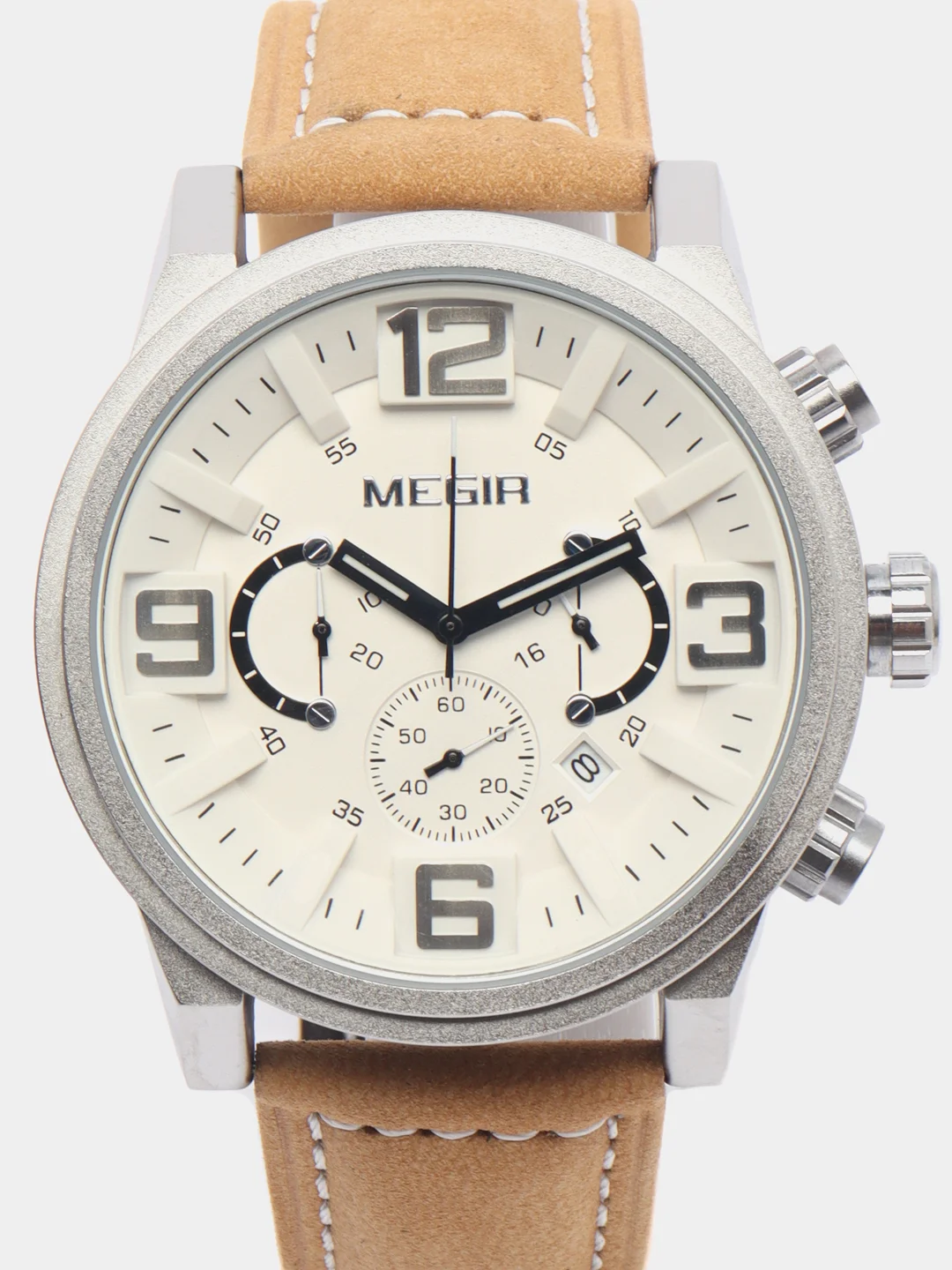 Белый мужские наручные часы Megir ML3010G с хронографом, в подарочной упаковке