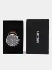 Шоколадный мужские наручные часы Megir ML2011G, с хронографом, в подарочной упаковке
