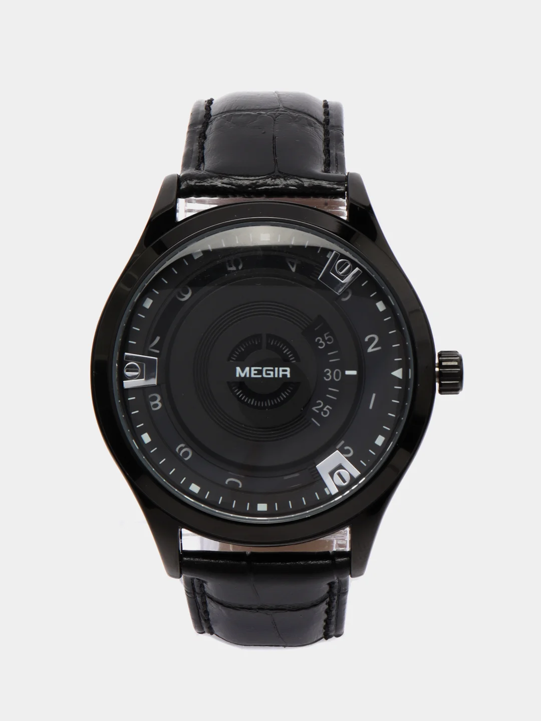 Черный мужские наручные часы Megir ML1067G, с календарём, в подарочной упаковке