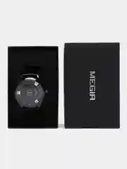 Черный мужские наручные часы Megir ML1067G, с календарём, в подарочной упаковке