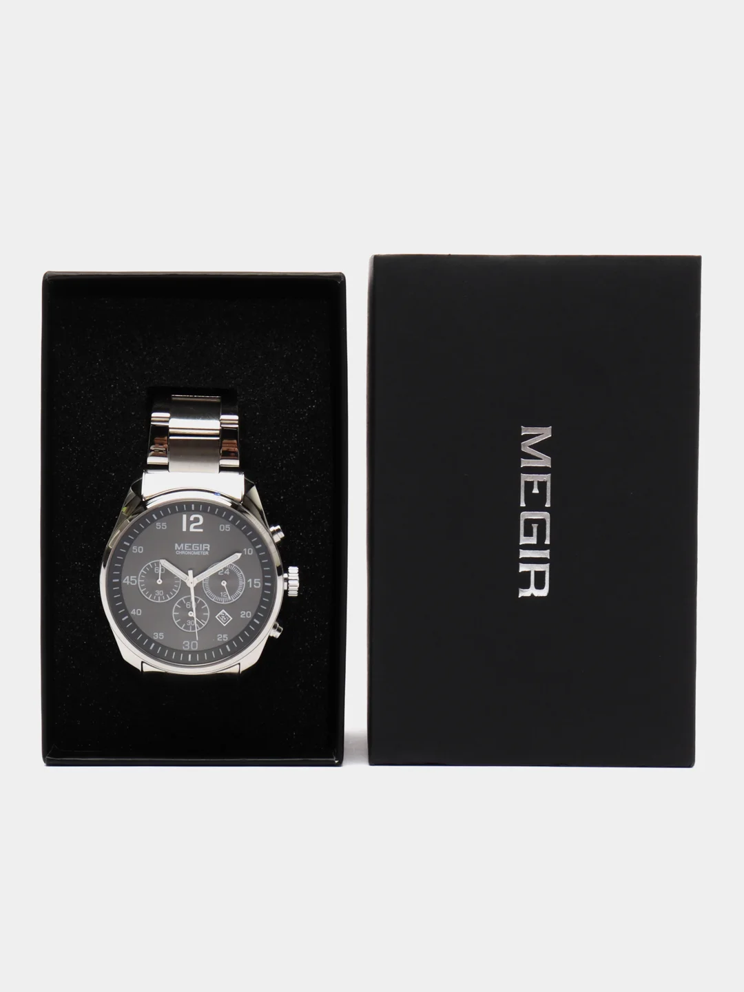 Серый мужские наручные часы Megir MS2010G, с хронографом, в подарочной упаковке