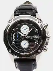 Черный мужские наручные часы Megir ML2015GB, с хронографом, в подарочной упаковке