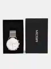 Серебряный мужские наручные часы Megir MS2011G, с хронографом, в подарочной упаковке