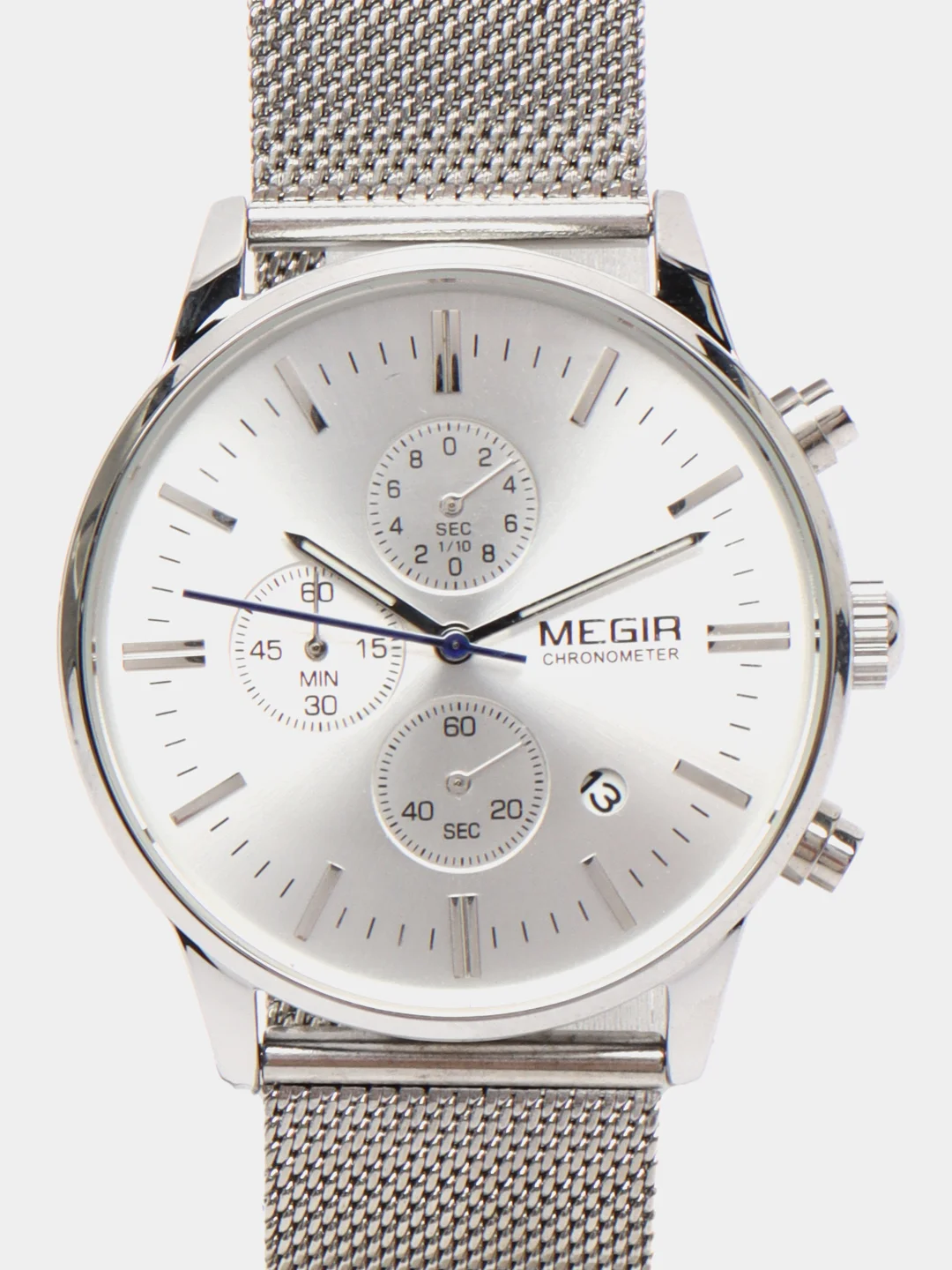 Серебряный мужские наручные часы Megir MS2011G, с хронографом, в подарочной упаковке