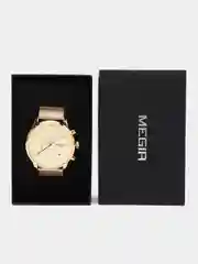 Золотой мужские наручные часы Megir MS2011G, с хронографом, в подарочной упаковке
