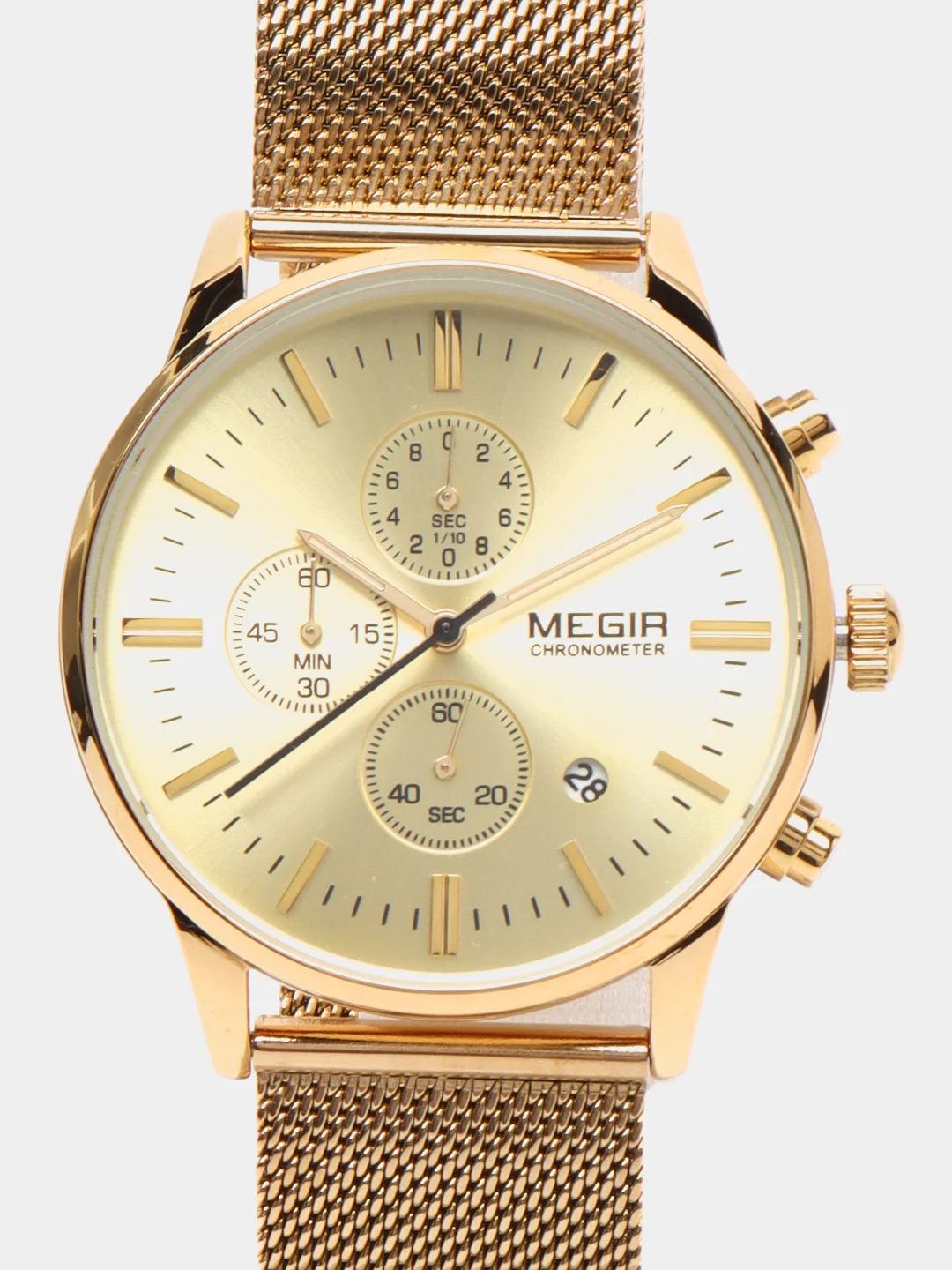 Золотой мужские наручные часы Megir MS2011G, с хронографом, в подарочной упаковке