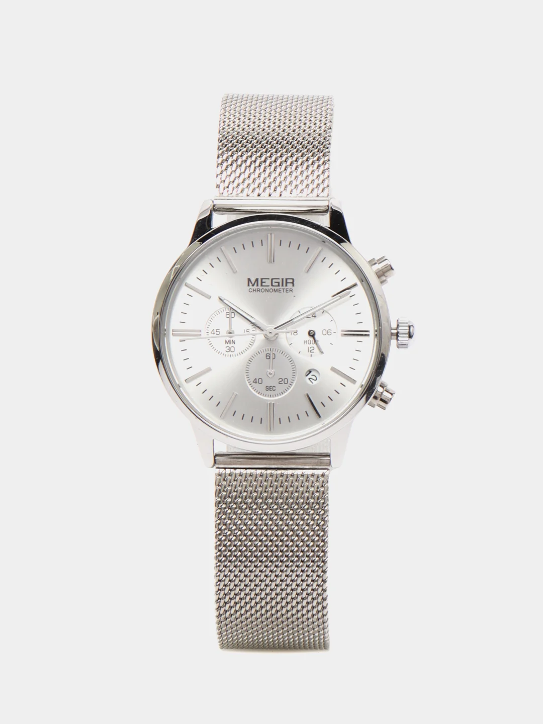 Серебряный женские наручные часы Megir MS2011L с хронографом, в подарочной упаковке