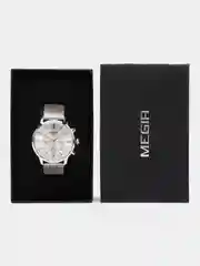 Серебряный женские наручные часы Megir MS2011L с хронографом, в подарочной упаковке