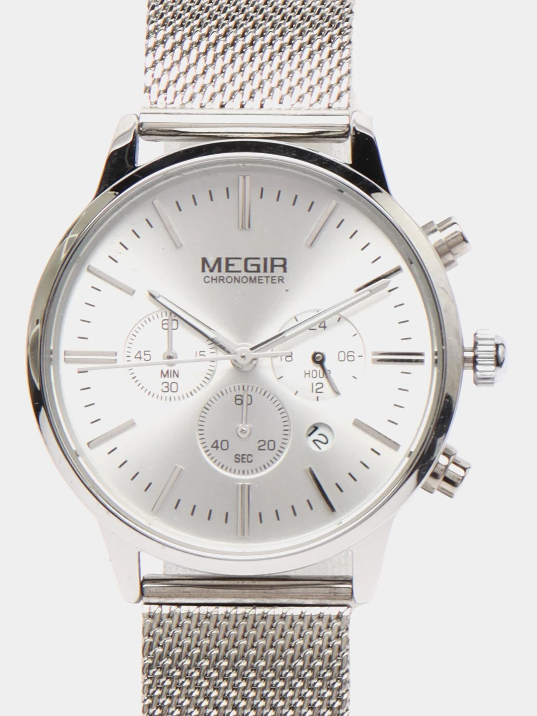 Серебряный женские наручные часы Megir MS2011L с хронографом, в подарочной упаковке