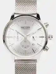 Серебряный женские наручные часы Megir MS2011L с хронографом, в подарочной упаковке