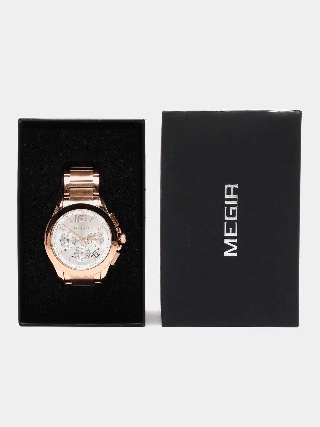 Бронзовый мужские наручные часы Megir MS5006G, с хронографом, в подарочной упаковке