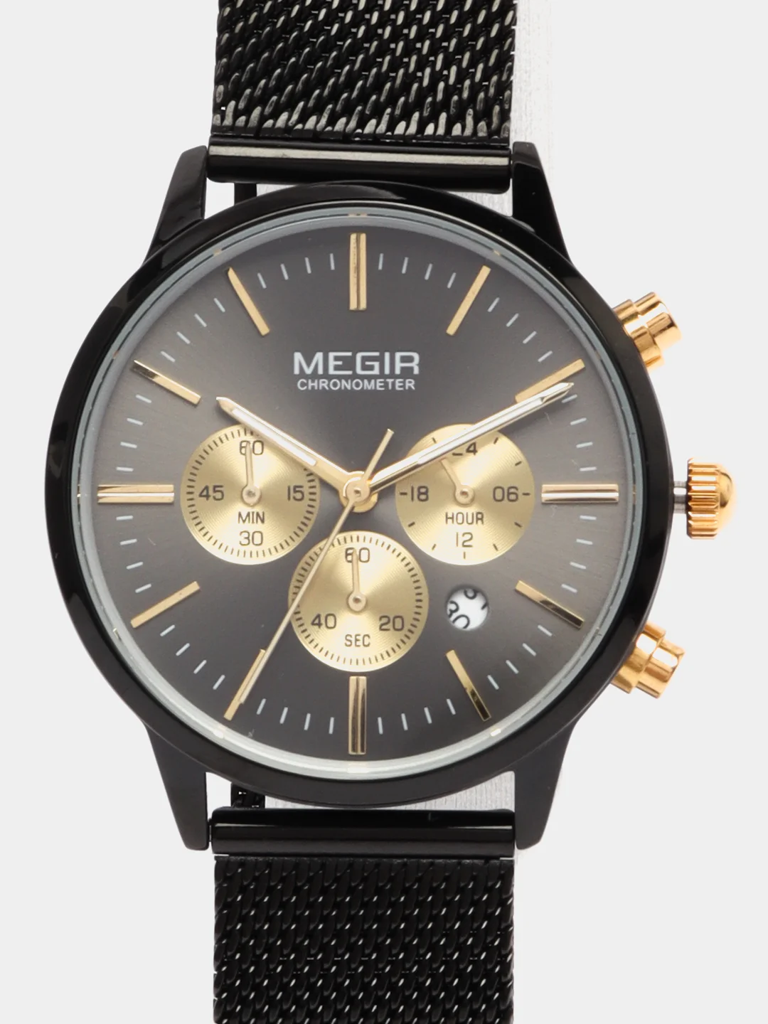 Черный женские наручные часы Megir MS2011L с хронографом, в подарочной упаковке