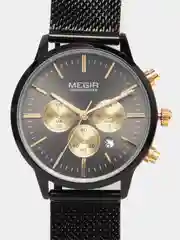 Черный женские наручные часы Megir MS2011L с хронографом, в подарочной упаковке
