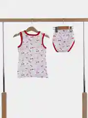 Красный комплект нижнего белья для девочки: майка, трусы