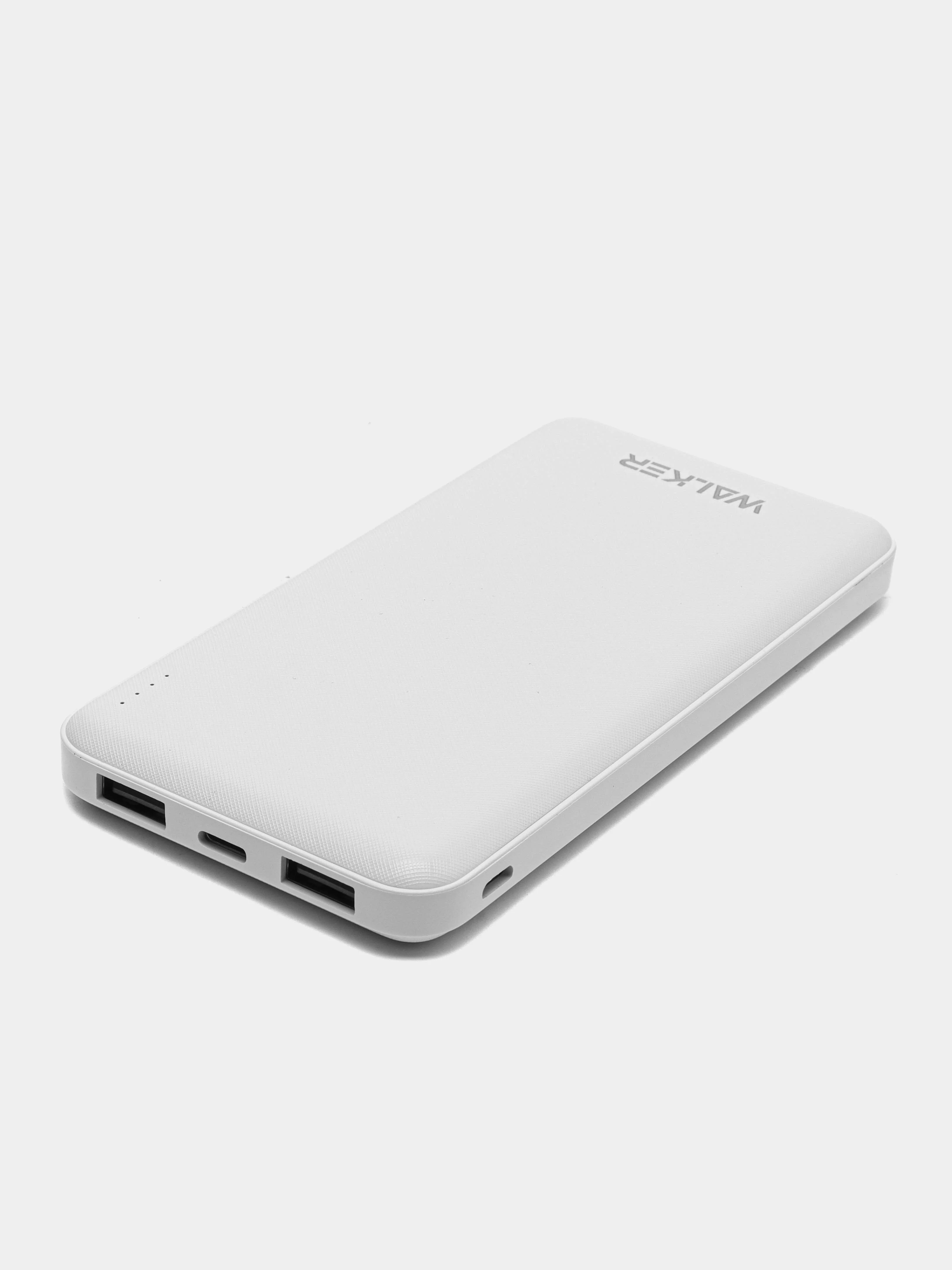 Белый внешний аккумулятор WALKER WB-410, 10 000 mAh
