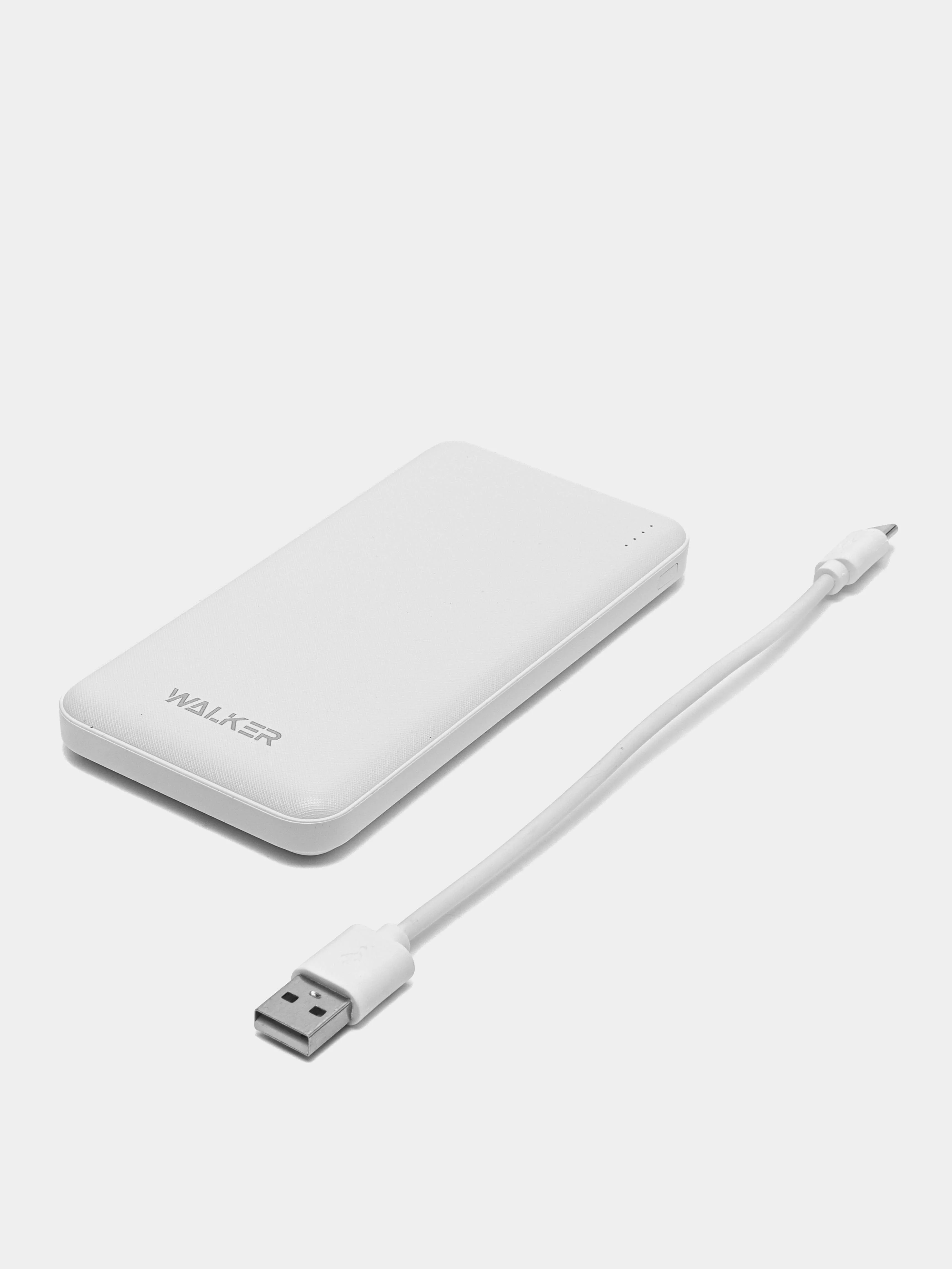 Белый внешний аккумулятор WALKER WB-410, 10 000 mAh