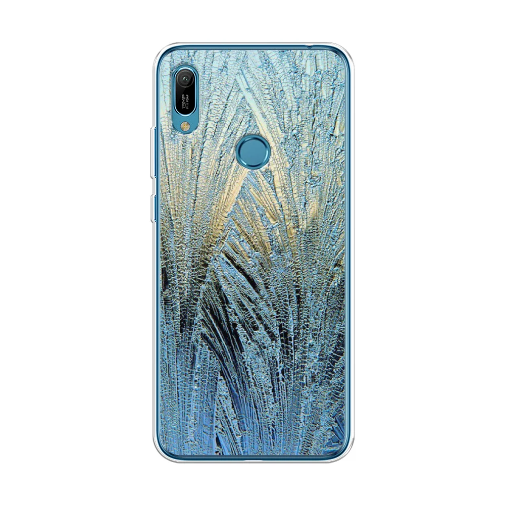 Небесно-голубой силиконовый чехол на Honor 8A/8A Pro/Huawei Y6 2019/Y6s / Хонор 8А прозрачный, с рисунком
