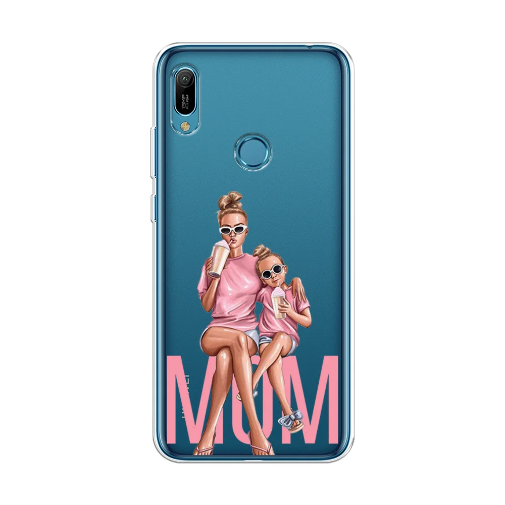Тёмно-розовый силиконовый чехол на Honor 8A/8A Pro/Huawei Y6 2019/Y6s / Хонор 8А прозрачный, с рисунком