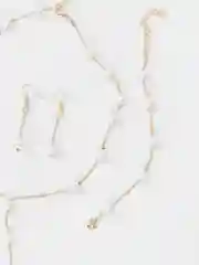 Золотой комплект серьги и колье (цепочка), браслет с искусственным жемчугом, 2 цвета