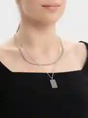 Серебряный цепочка на шею женская с прямоугольной подвеской, украшение на шею