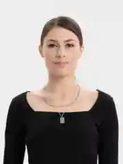 Серебряный цепочка на шею женская с прямоугольной подвеской, украшение на шею