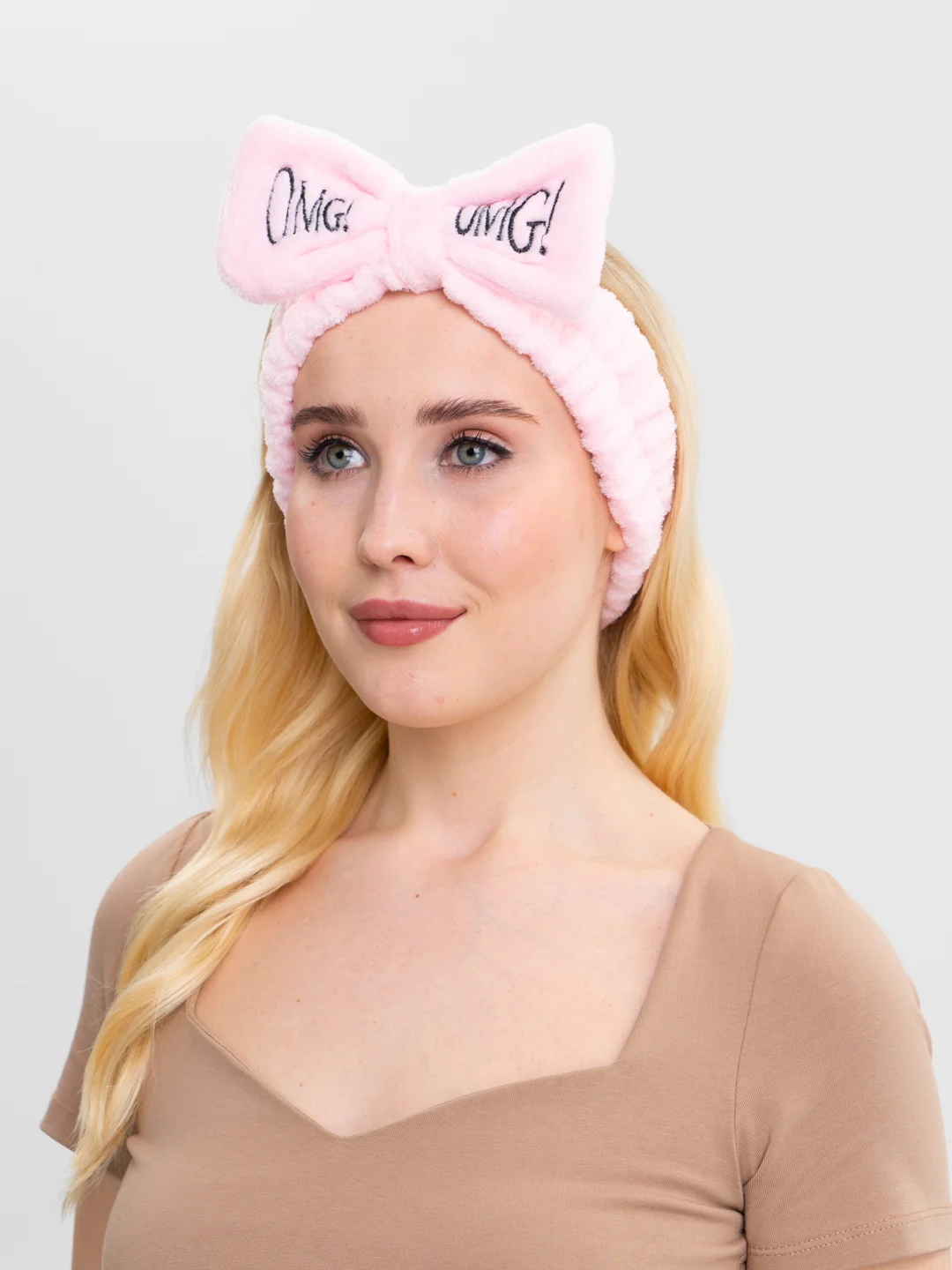 Розовый повязка на голову OMG, для косметических процедур/ повязка косметическая