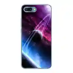 Аметистовый силиконовый чехол на Honor 10 / Хонор 10 прозрачный, с рисунком, защита камеры