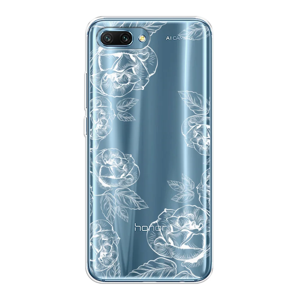 Бежевый меланж силиконовый чехол на Honor 10 / Хонор 10 прозрачный, с рисунком, защита камеры