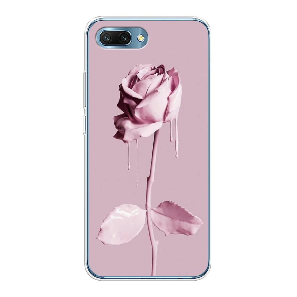Коралловый меланж силиконовый чехол на Honor 10 / Хонор 10 прозрачный, с рисунком, защита камеры