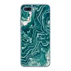 Тёмно-бирюзовый силиконовый чехол на Honor 10 / Хонор 10 прозрачный, с рисунком, защита камеры