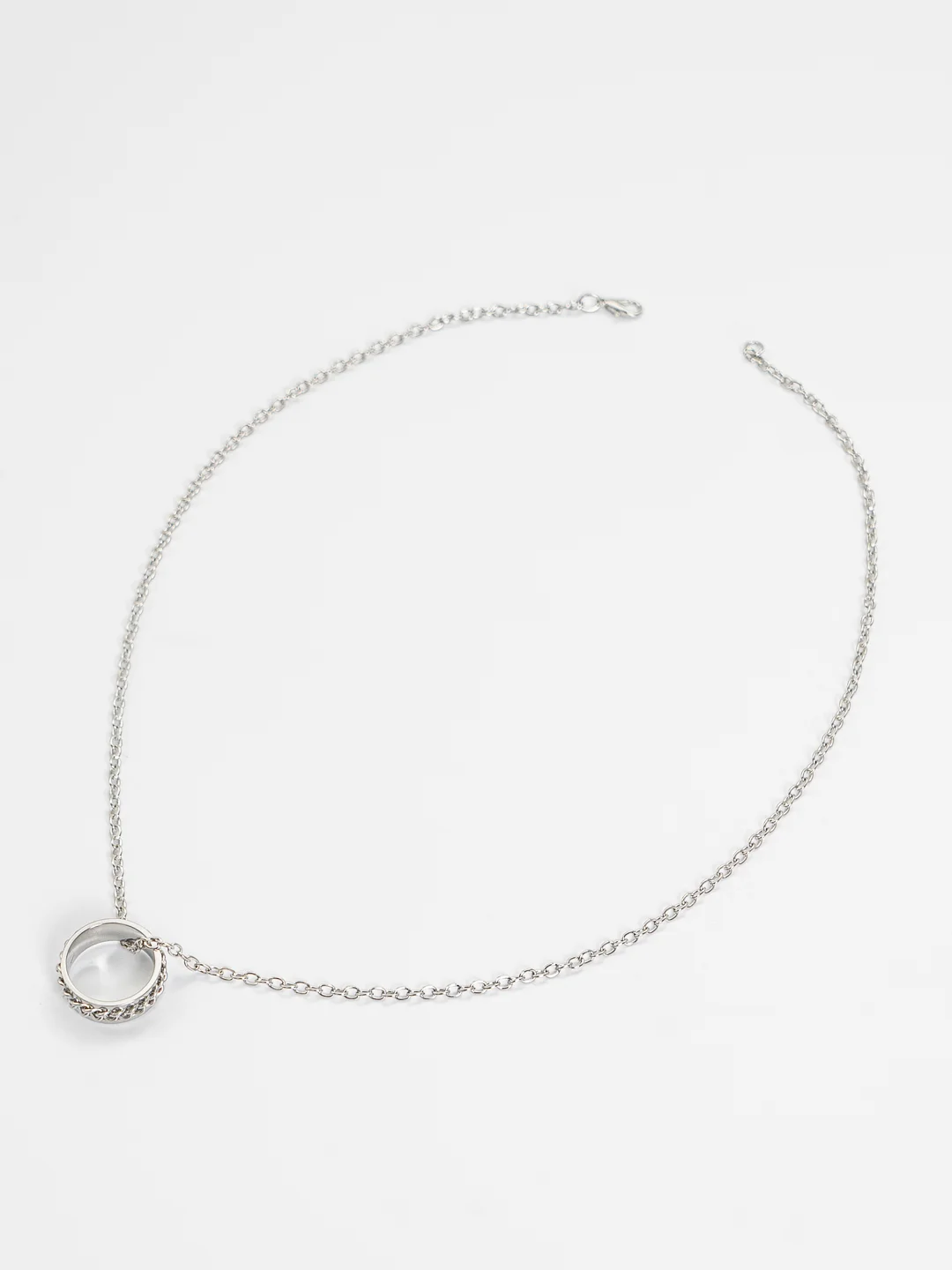 Серебряный цепочка на шею с кольцом, 65 см