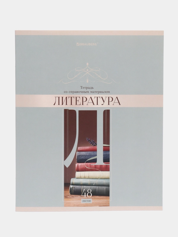 Тетрадь общая для школы предметная Delight 48 листов Литература, линия, Brauberg, 404576