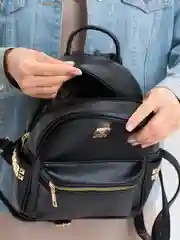 Угольный рюкзак женский, кожаный