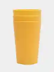 Желтый стакан пластиковый, многоразовый