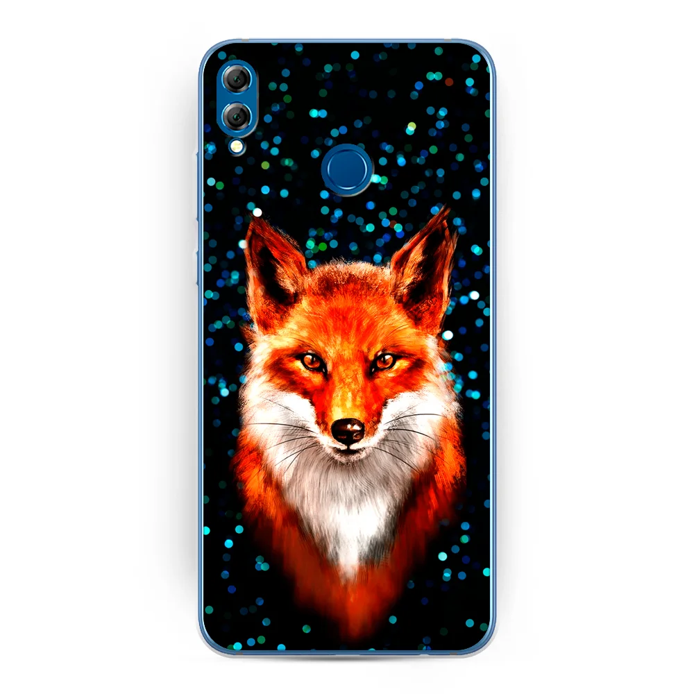 Рыжий силиконовый чехол на Honor 8X / Хонор 8Х прозрачный, с рисунком, защита камеры