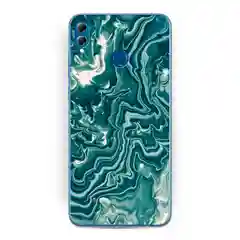 Тёмно-бирюзовый силиконовый чехол на Honor 8X / Хонор 8Х прозрачный, с рисунком, защита камеры