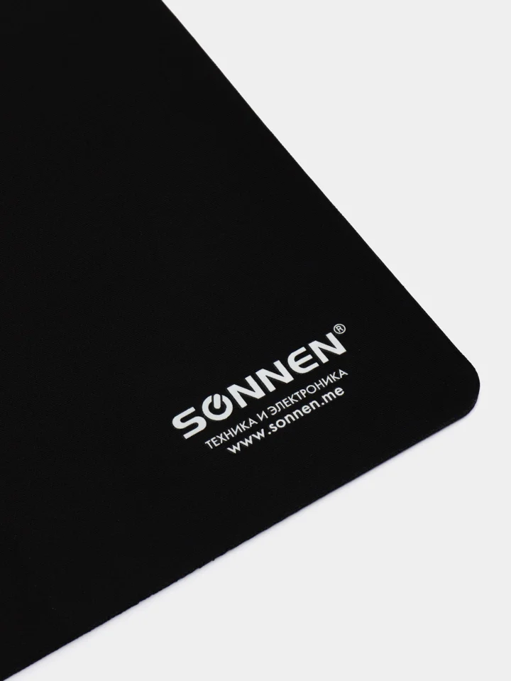 Коврик для мыши Sonnen Black, резина + ткань, 220х180х3 мм, 513309