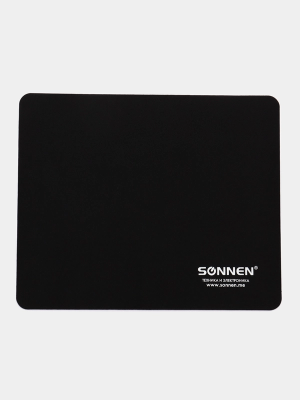 Коврик для мыши Sonnen Black, резина + ткань, 220х180х3 мм, 513309