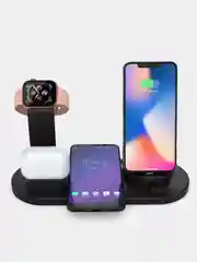Черный беспроводная зарядка, док-станция для iPhone, Android, iWatch и AirPods