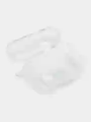 Светло-синий чехол для наушников Apple AirPods 3 силиконовый прозрачный принт Nike / Найк